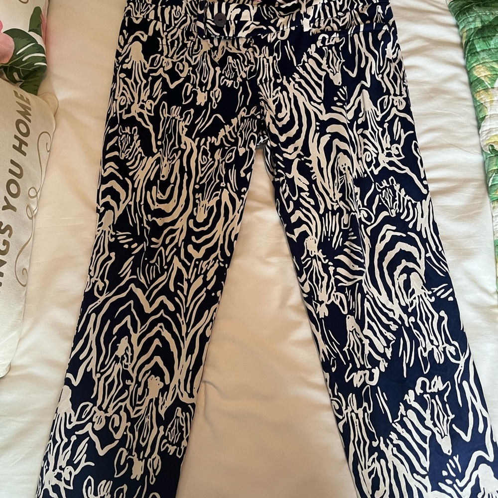 Lilly Pulitzer Navy and White Straight Leg Pants